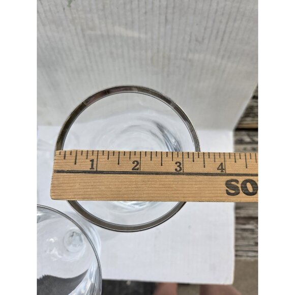 Set 6 Mikasa Briarcliffe Water Goblet Glasses 8 3/8" Blown Glass Dbl Silver Strp - Picture 9 of 10